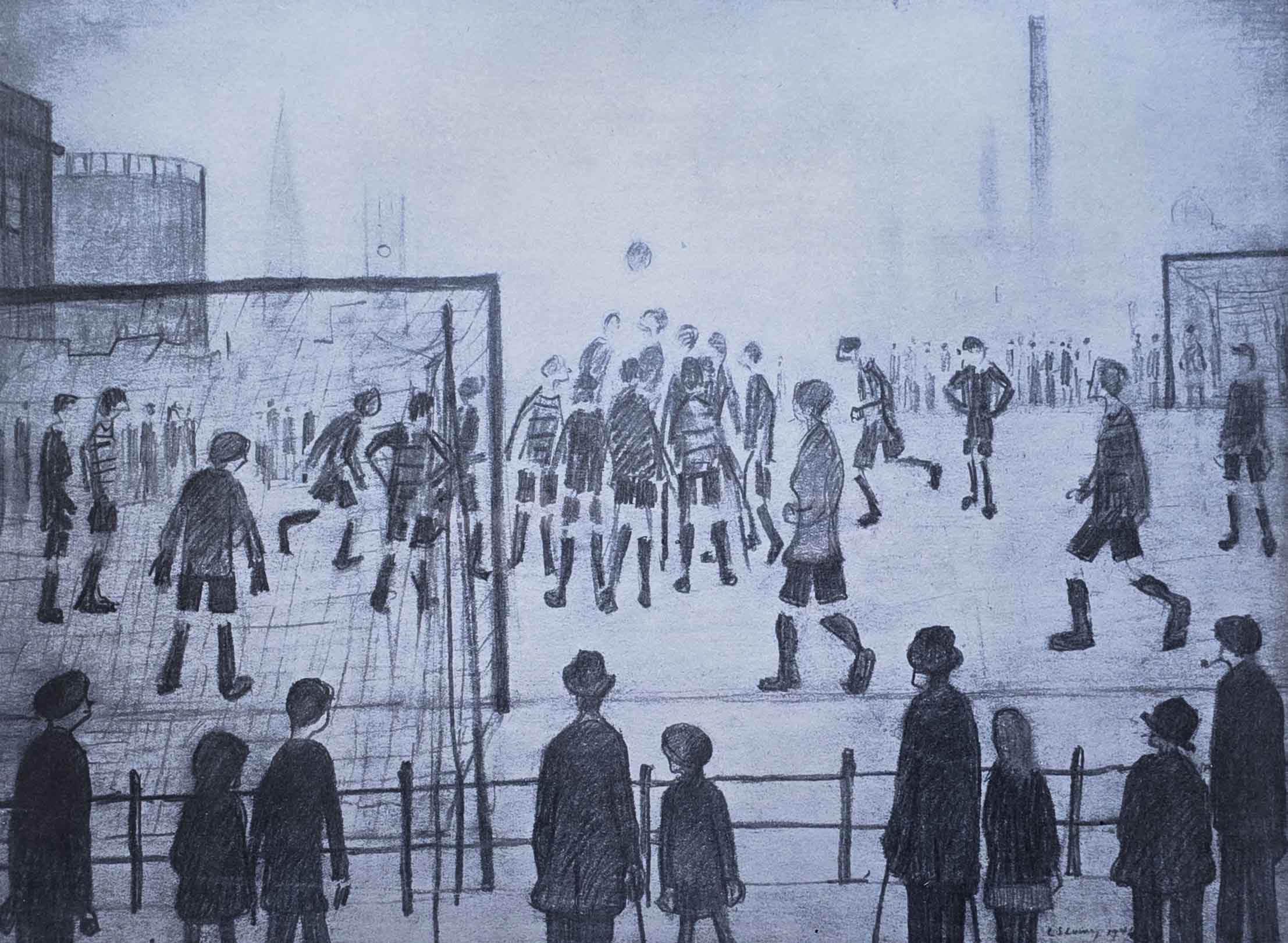 lowry, signed prints, football match