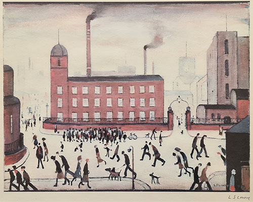 lowry, signed, prints, mill scene