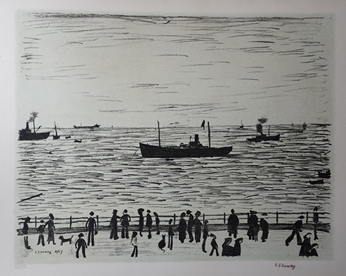 lowry, signed, prints, Seaside Promenade