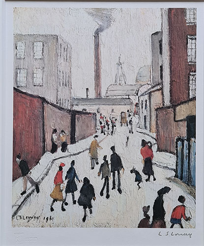 lowry, signed, prints, street scene