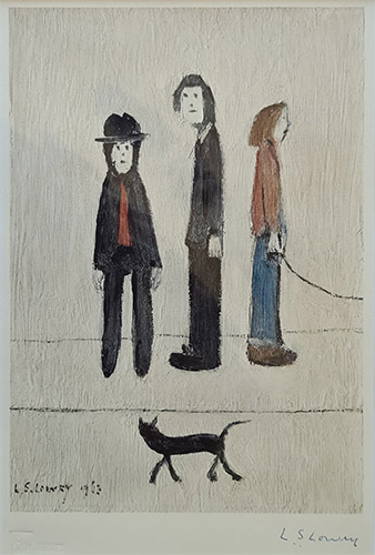 lowry, prints, Three Men and a Cat