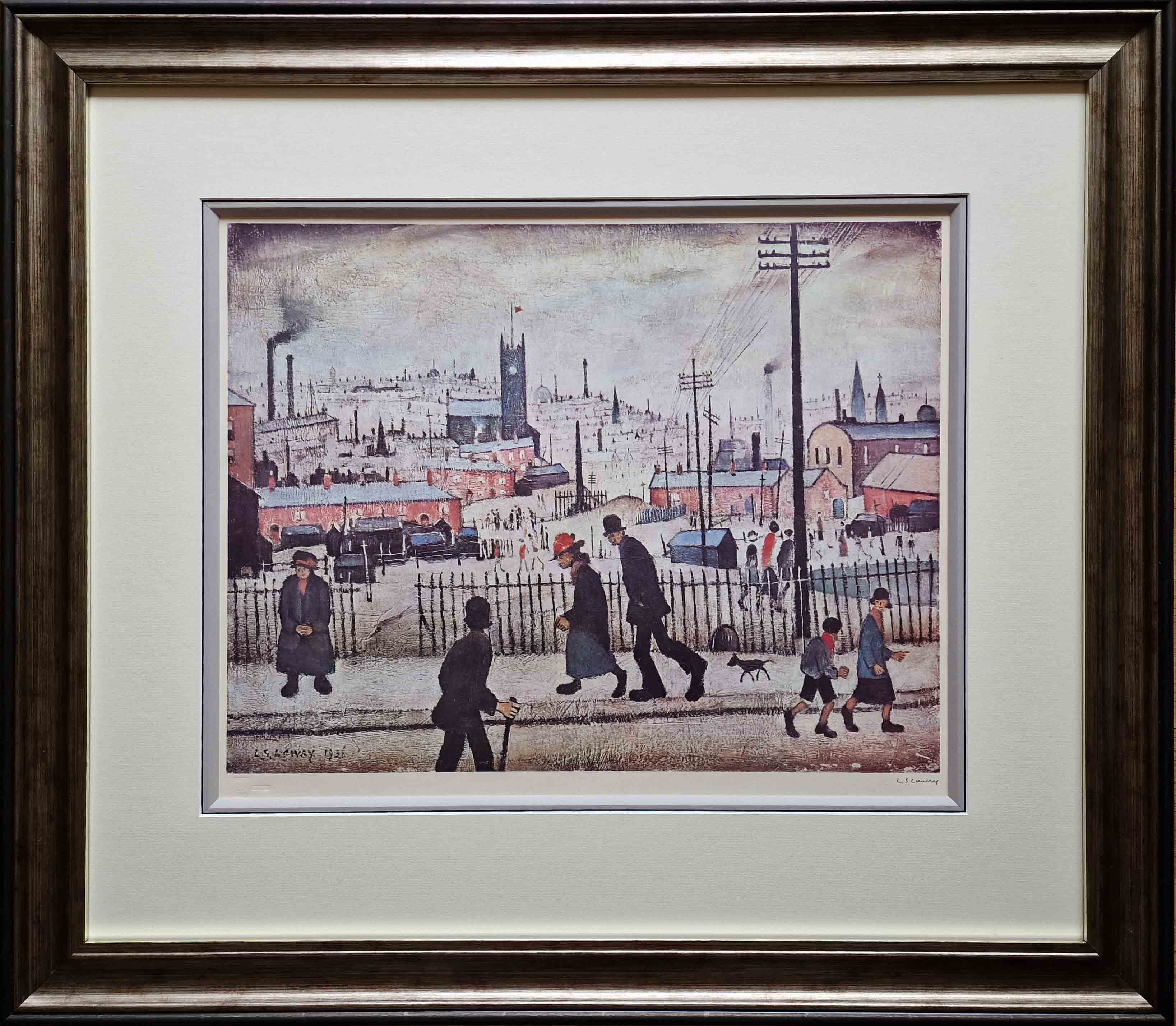 lowry view of a town french bound framed